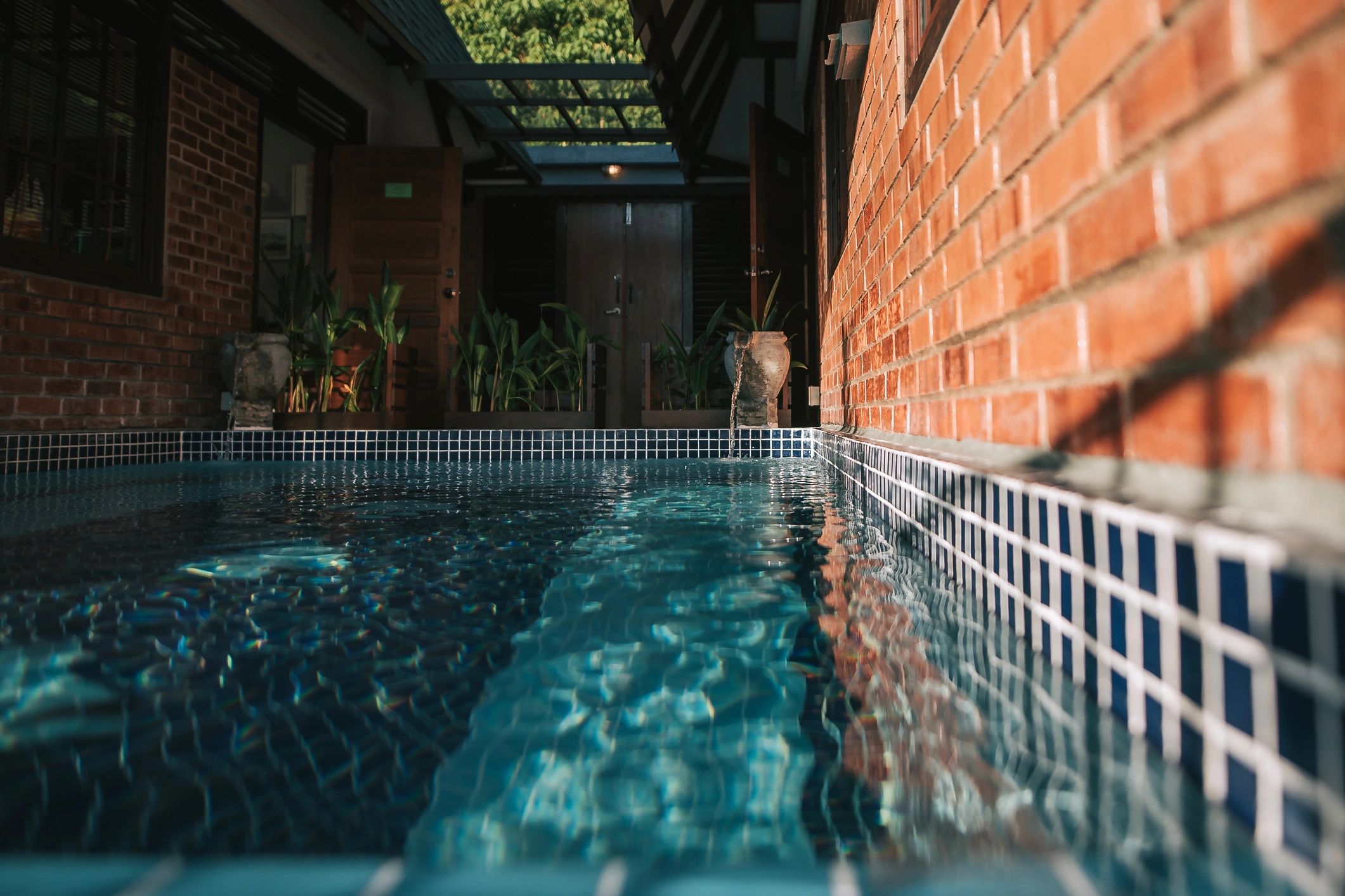 Swimming pool area representing off-season pool protection